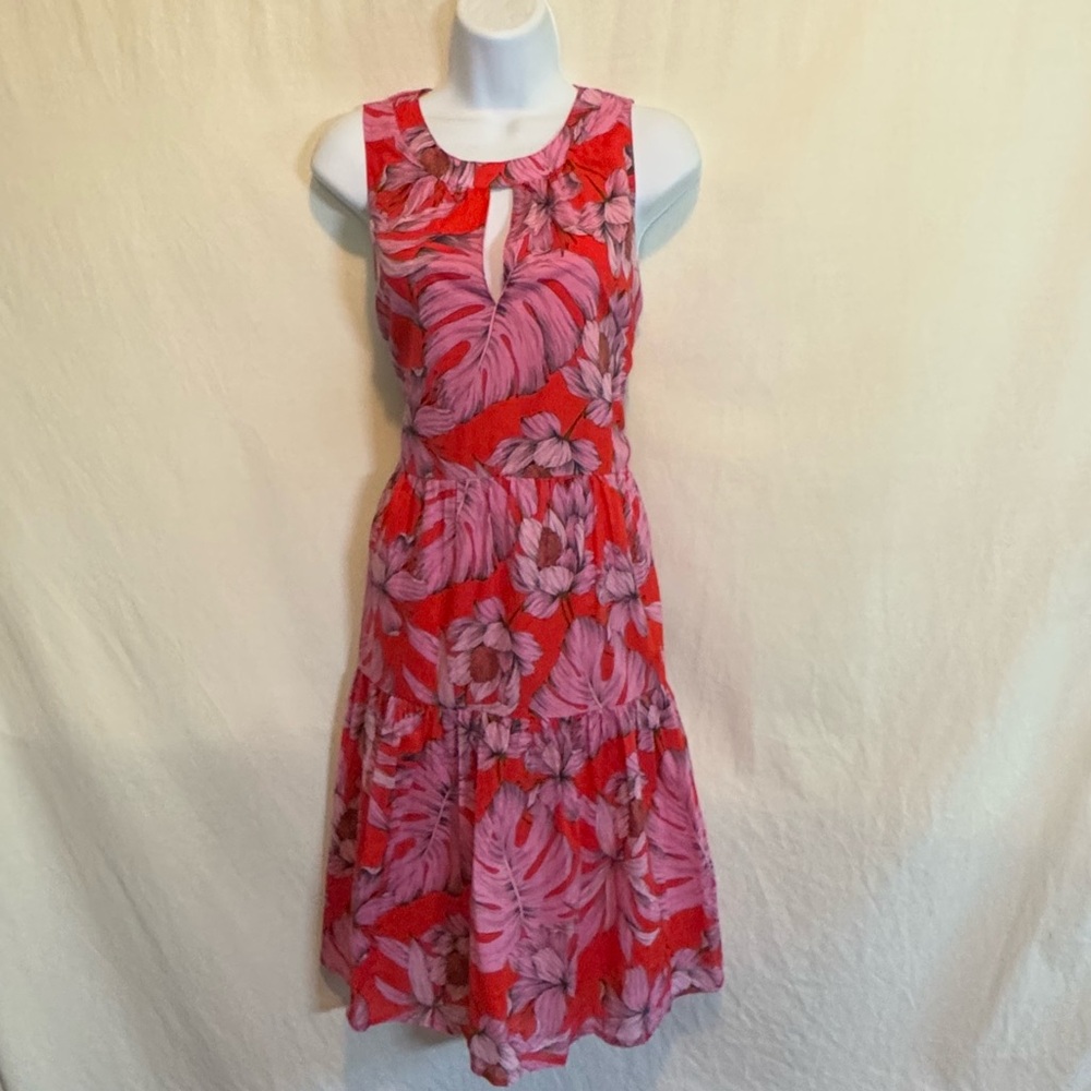 H-155 Tommy Hilfiger NWT Red & Pink Floral Sleeveless Summer Maxi Dress Size 8